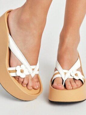 Platform Wedge Sandals, Flower Decoration Sandals Casual Shoes